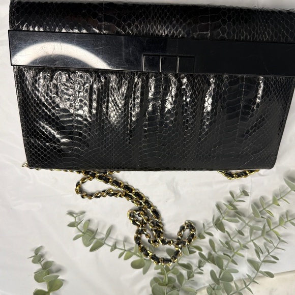 Handbags - Black Snakeskin Clutch